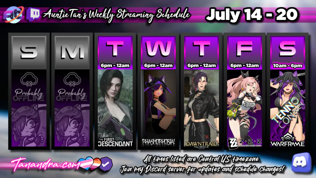 Schedule for July 14-20!